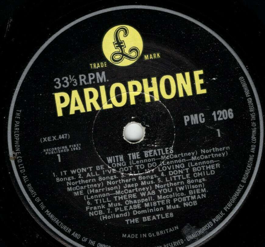 THE BEATLES ~ With The Beatles ~ 1963 UK Parlophone Second