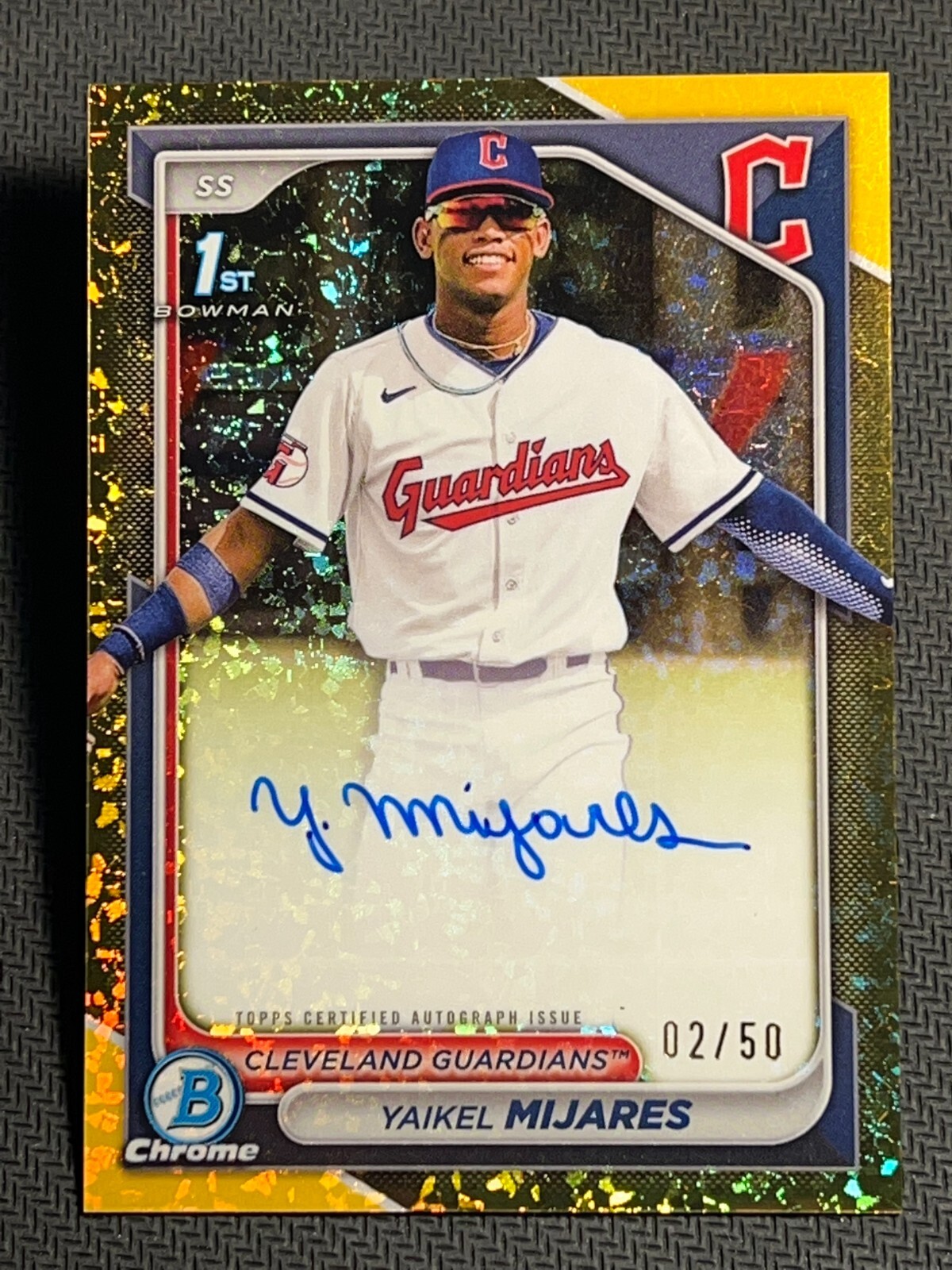 2024 Bowman Chrome 1st GOLD REFRACTOR PROSPECT ROOKIE AUTO Yaikel Mijares 02/50