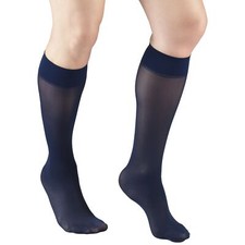 Truform Sheer Compression Stockings, 8-15 mmHg, Knee High Navy, Large Opened Box