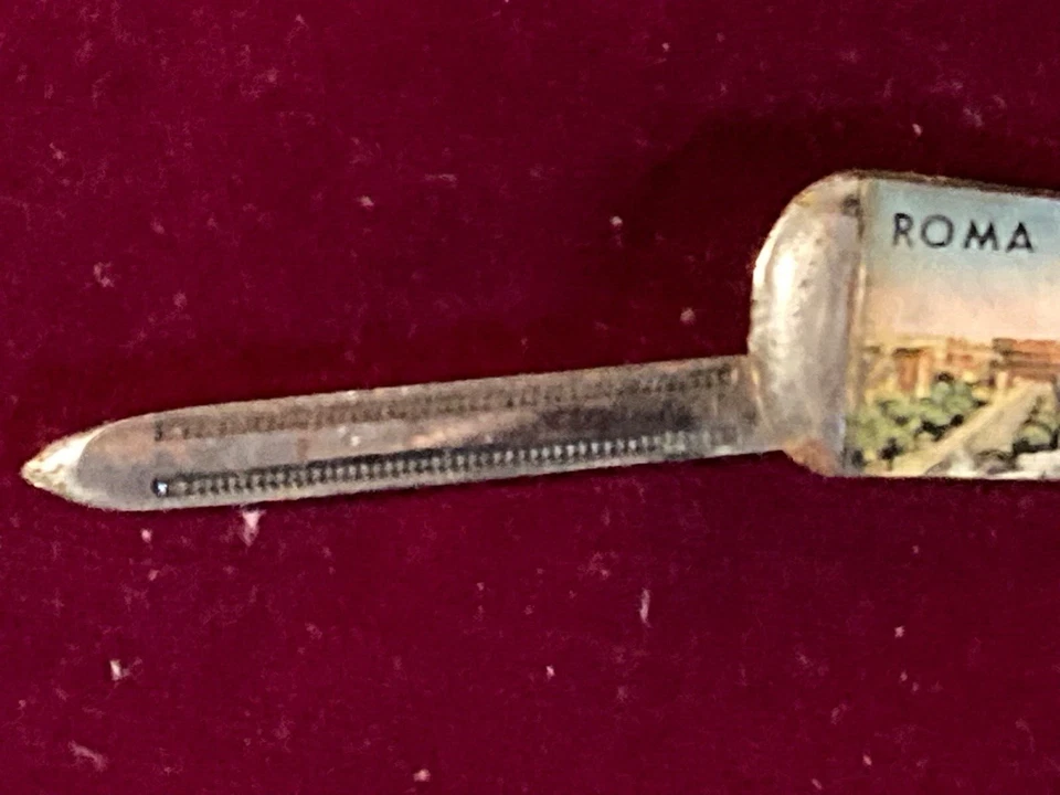 Cuchillo de bolsillo RARO VINTAGE: impresionante con lima de uñas y cuchillo - Roma - años 50 Foto 3 de 4