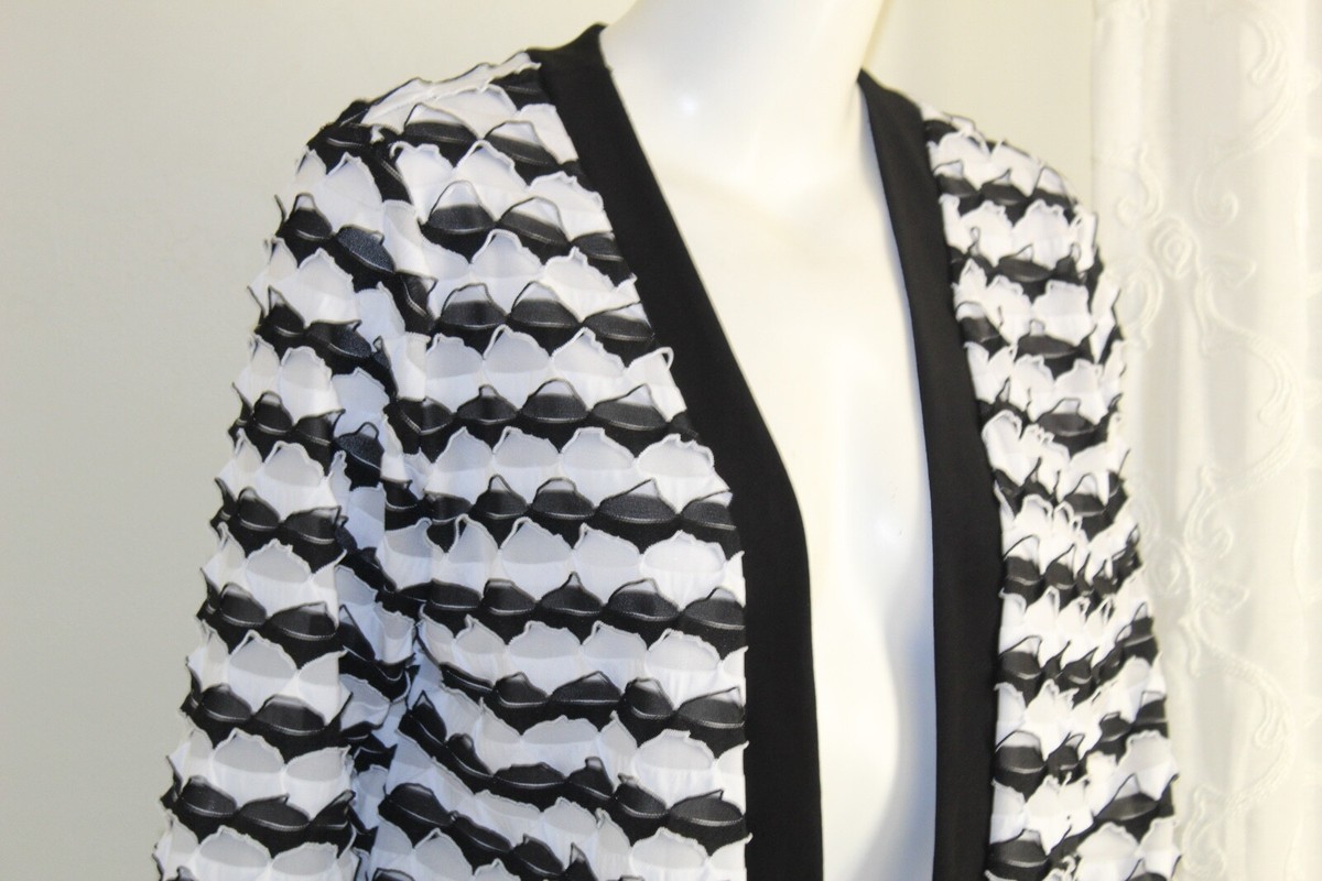 Artex Sz M Black White Textured 3/4 Open Jacket Art-to-Wear Fabric