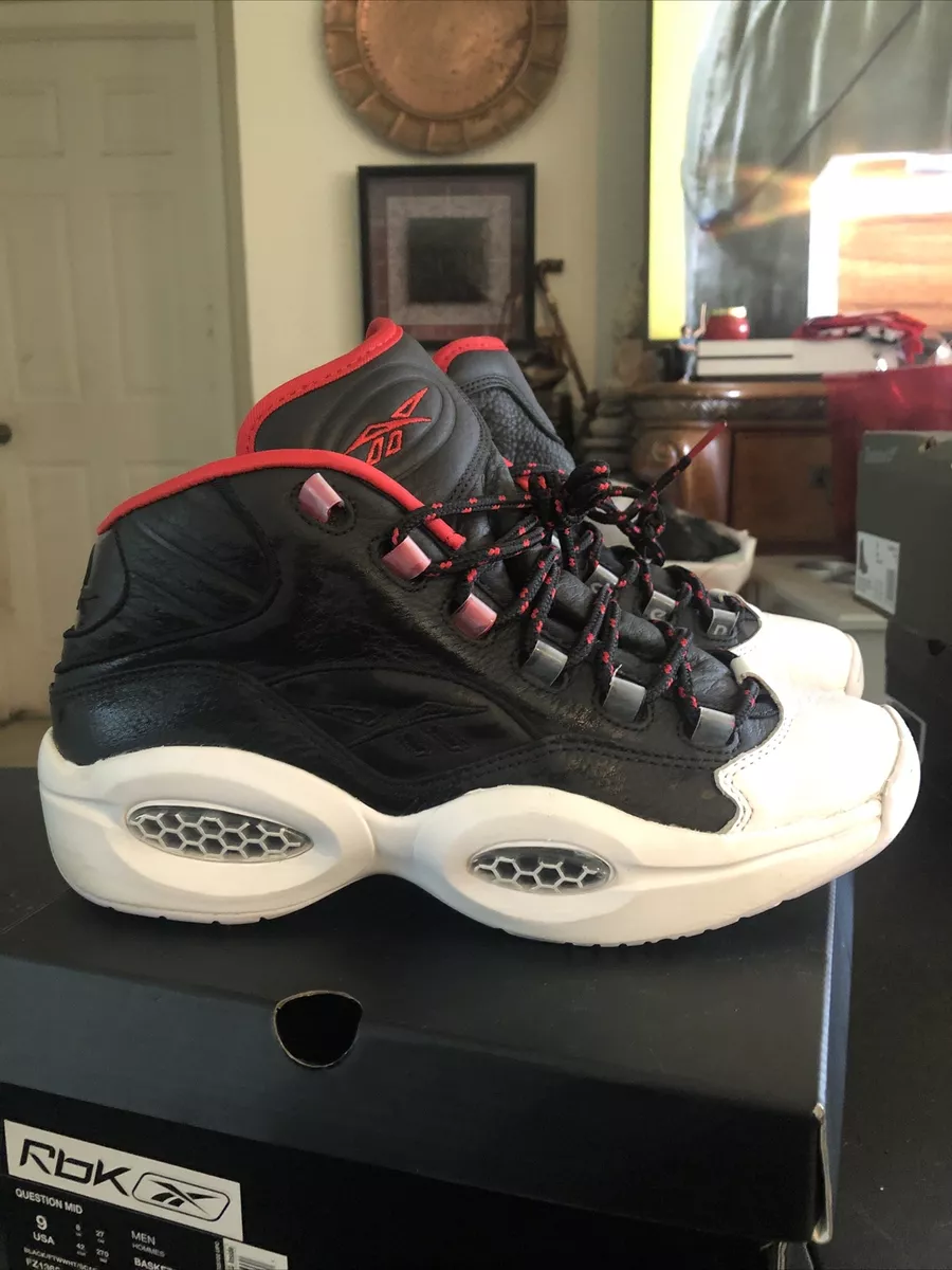 Reebok Question Mid x James Harden OG Meets OG Size 9 Black White Red FZ1365