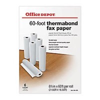Office Depot(r) Thermabond Fax Paper, 1/2in. Core, 60ft. Roll, Box Of 6 Rolls, N on sale Office Depot(r) Thermabond Fax Paper, 1/2in. Core, 60ft. Roll, Box Of 6 Rolls, N on sale