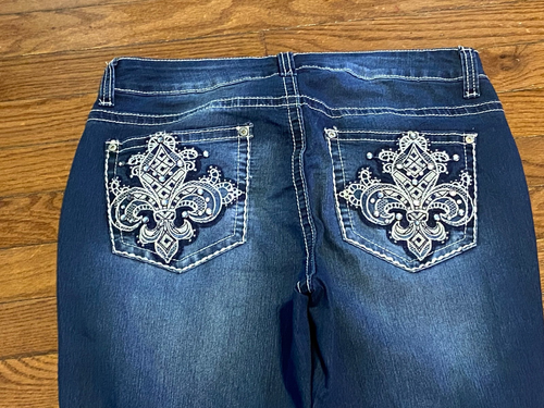 ND Weekend Womens Jeans Bling Denim Boot Cut Size 10 zip button front - Picture 7 of 11