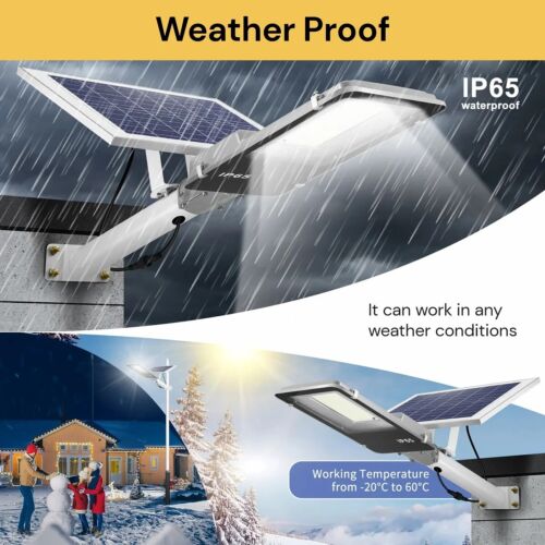 Waterproof Solar Powered LED Street Light Outdoor Yard Flood Garden Lamp Remote - Picture 8 of 11