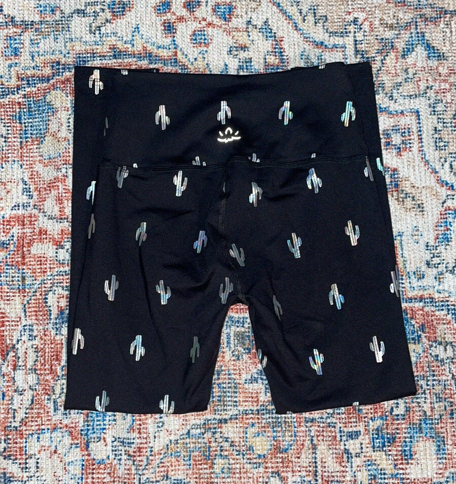 beyond-yoga high waisted 7/8 silver dizzy cactus leggings