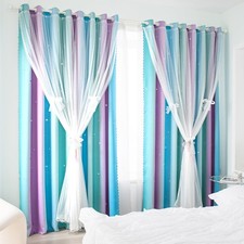 Girls Curtains for Bedroom Princess for Daughter Room 72 Inches Long Star Cur...