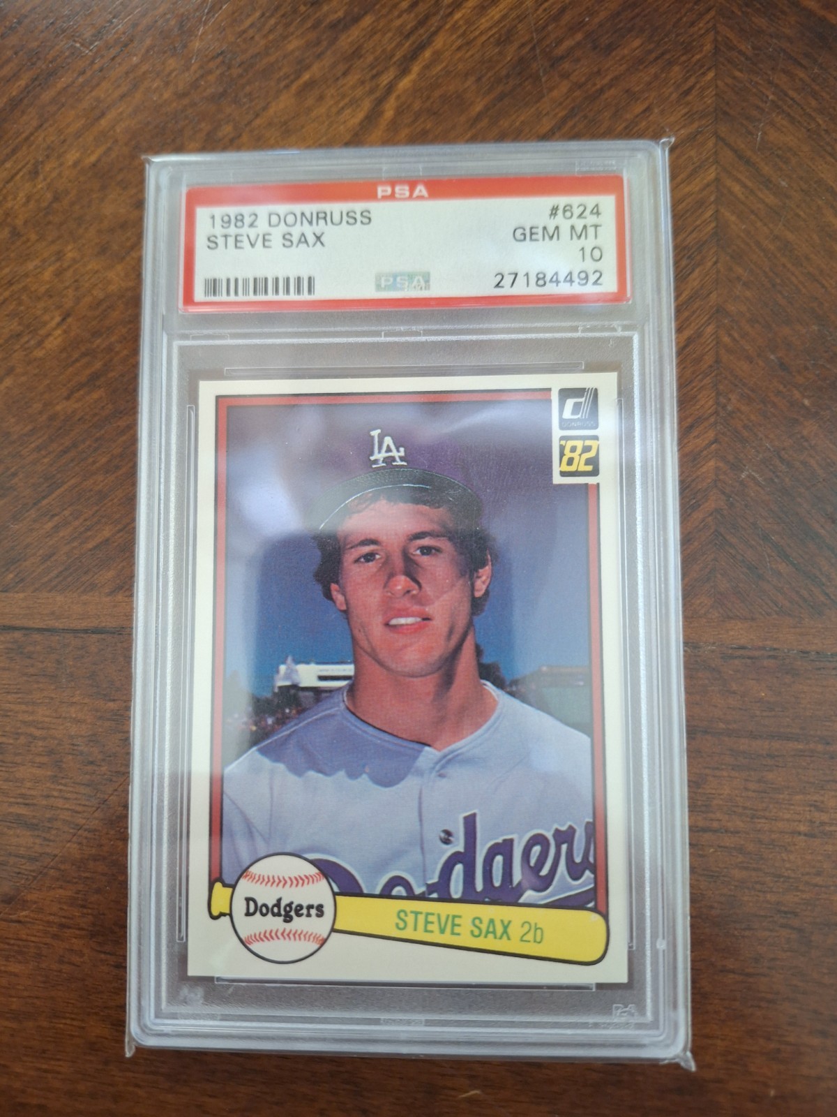 1982 Donruss #624 Steve Sax (RC) PSA 10 Cert: 26666065 Dodgers