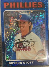 2024 Topps Heritage - Bryson Stott #419 Chrome Blue Sparkle Refractor