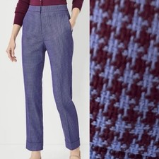 Ann Taylor Eva High Rise Ankle Pants Size 10 Houndstooth Office Stretch Cuffed