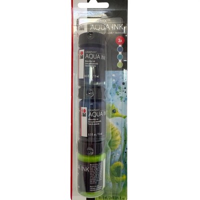 Marabu Graphix Aqua Ink Seahorse Set 15ml 3-Pack Watercolor Bottles NEW