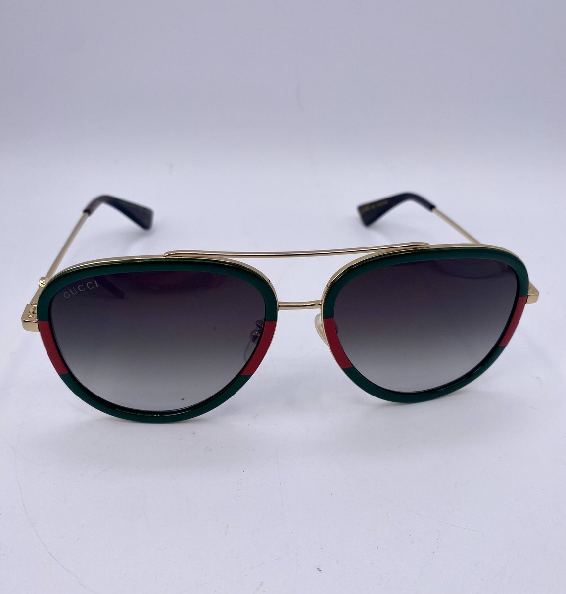 【希少】GUCCI ヴィンテージ サングラス アビエーター ミラーレンズ Gucci GG0062S 003 Aviator Sunglasses Green Red Gold Made in Japan