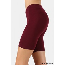 High Rise Biker Shorts  Bermuda Half Leggings Mid Thigh - Burgundy