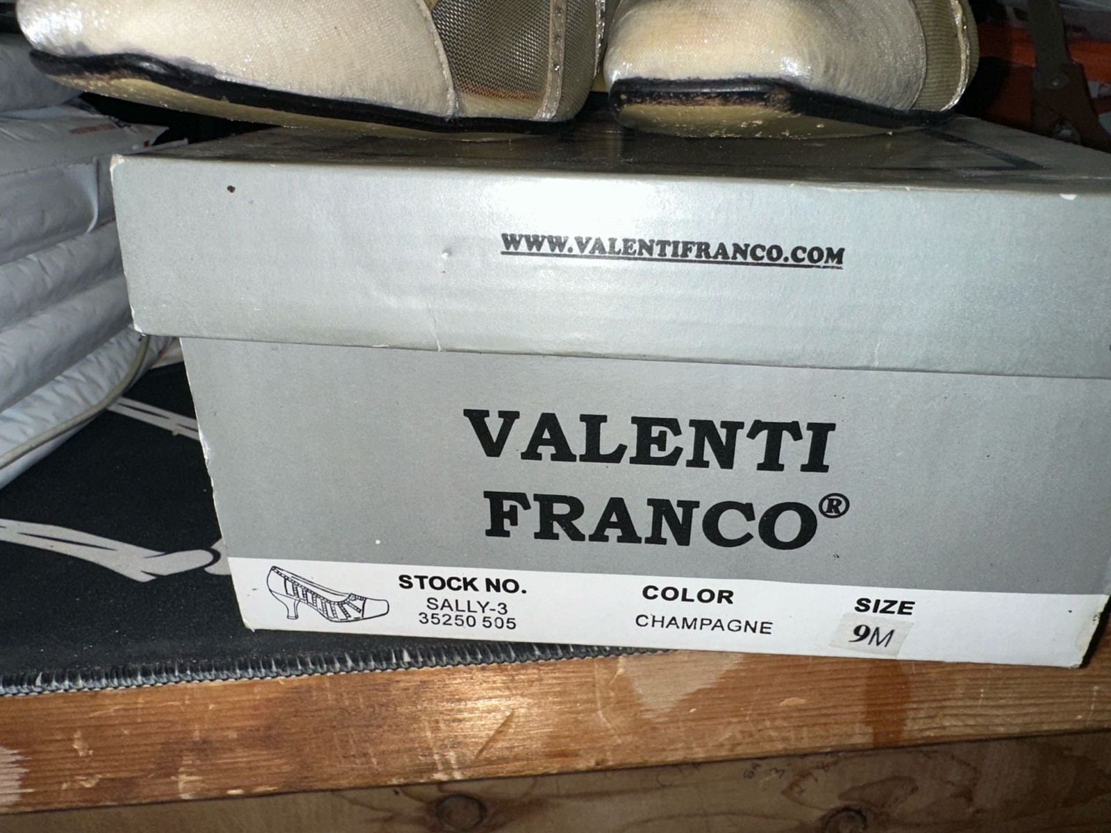 Valenti Franco Sally-3 Champagne Mesh Sequin Heels Size 9M image 2