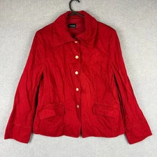Basler Jacket Womens 18 Red Snap Button Closure Collared Viscose Blend