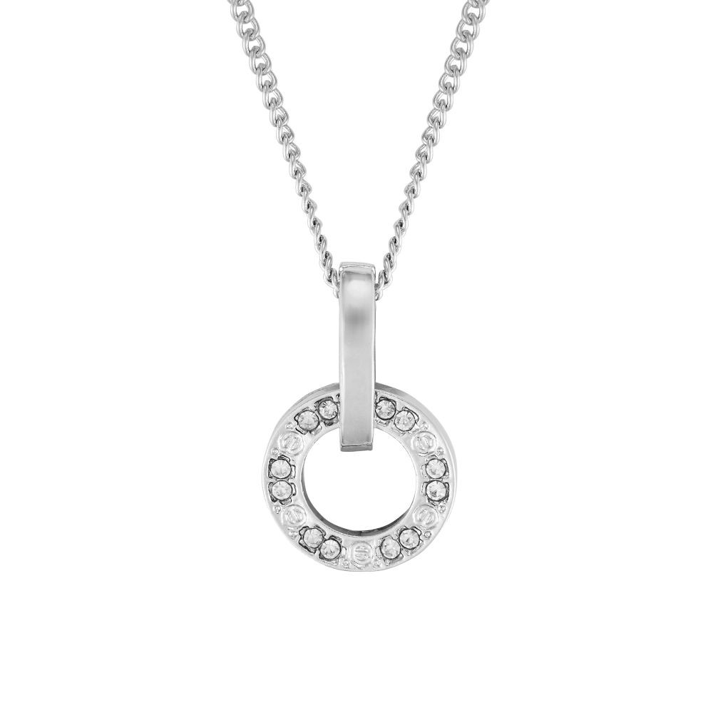 Indulgence Jewellery Rhodium Crystal Circle Necklace
