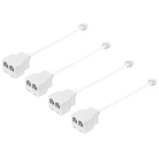 4 Pack Phone Jack Splitter, RJ11 6P4C Telephone Line 2 Way Splitter 0.98ft White