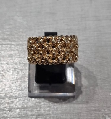 Massiver 4-reihiger Blasenring 9 kt Gelbgold Größe W 1/2