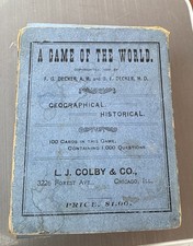1889 Antique Card Game A GAME OF THE WORLD - Complete 100 Playing Cards W/Box