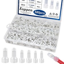 580Pcs Closed End Crimp Connector 22-16, 16-14, 12-10 AWG Nylon Wire Connector C