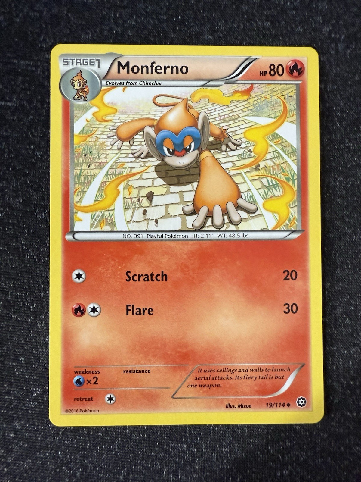 Monferno 19/114- Steam Siege- Regular Uncommon- NM