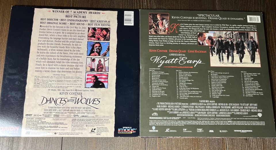 Lot of 2 Laserdisc Dances with Wolves and Wyatt Earp Both 2 Laser Disc Editions - Image 2 of 3
