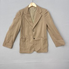 Vintage Perma Prest Sears Boys Youth 14 Regular Beige Polyester Blazer 1970s