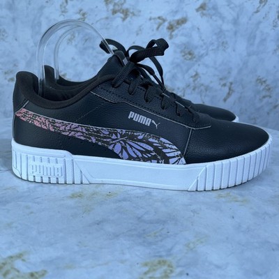 Puma Carina Women's Size 9.5 Shoes Black Purple Floral Comfort Platform Sneakers