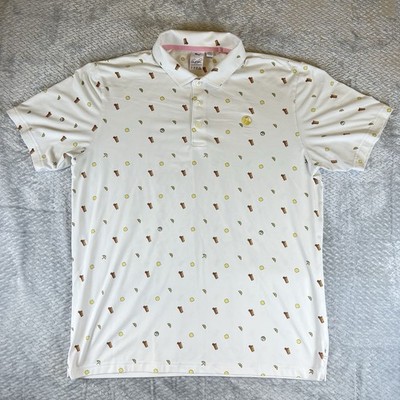 Puma Arnold Palmer Polo Shirt Mens Large Cocktail Golf Print White Logo Iced Tea