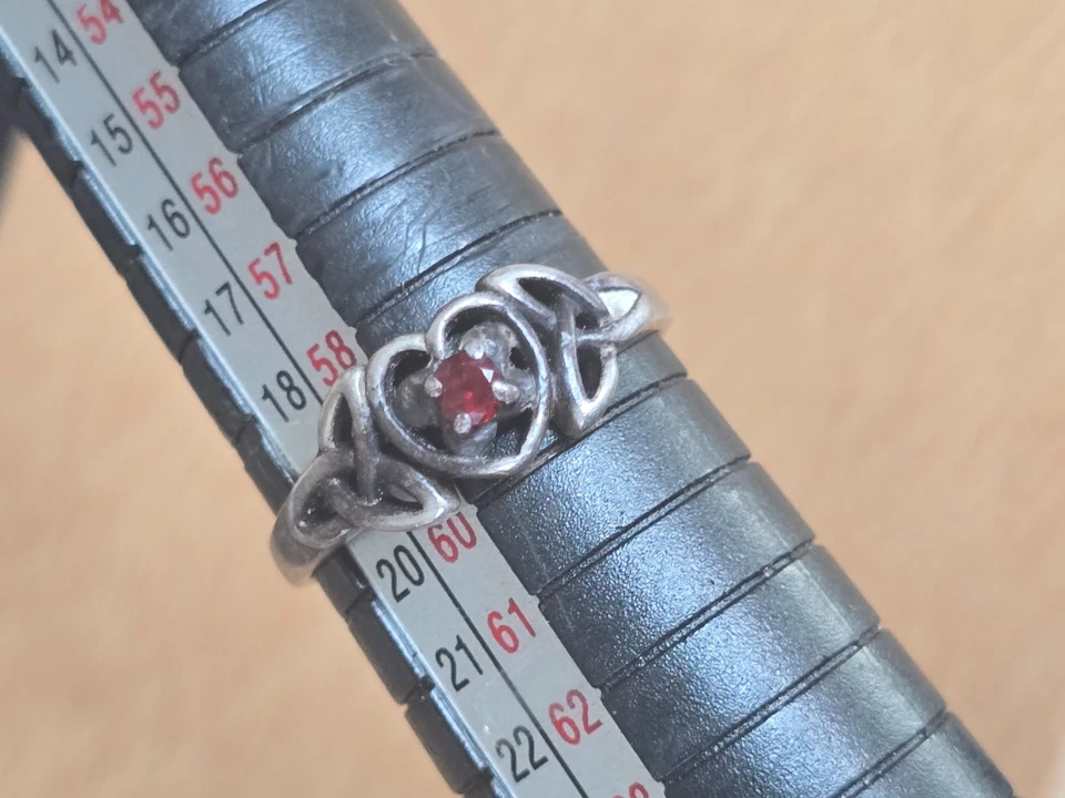Anillo Nudo Plata Celta 925 Granate Esterlina Redondo Joyería Trinidad Talla 9 Foto 3 de 4
