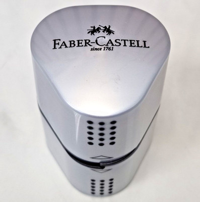 Faber-Castell Grip Trio Spitzdose Silber Spitzer 3 Öffnungen Farbstift Bleistift