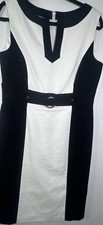 Tahari Arthur S Levine Colorblock Sheath Dress Women’s 10 Blk Wht Career wear