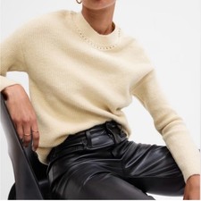 GAP Cream Ribbed Crewneck Forever Cozy Sweater Size XS NWT