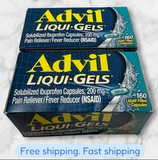 2 Advil Liqui Gels Pain Reliever Fever Reducer 160 Liquid Capsules EXP 2027-2028