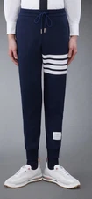 Thom Browne Navy Blue Classic Loopback 4 Bar Sweatpants Men's Size 4 or XL