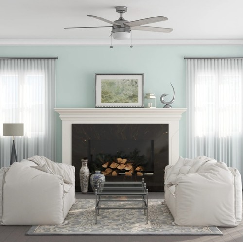 Ceiling Fan 52 in. Brushed Nickel Reversible 5 Blade Integrated LED Light Quiet - Picture 6 of 16