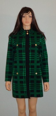 NWT $159 Anne Klein Black Emerald Green Woman's Sweater Dress Jacket Blazer M L 