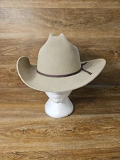 D BAR J Hat Beaver Blend 7X Men’s Sz 7 1/8 Tan Las Vegas Read 