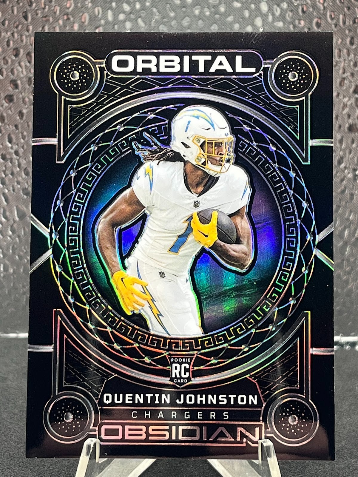 2023 Panini Obsidian #14 Quentin Johnston #/135 Los Angeles Chargers Orbital