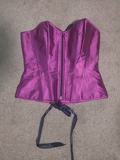Shirley Of Hollywood Corset Fuchsia Pink Double Tie Satin Bustier Womens Size M