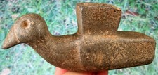 Super Fine 7 7/8 inch Georgia Steatite Duck Effigy Pipe with COA Arrowheads