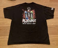RARE HTF Headshot Mega Energy Shot Drink Promo Vintage T-Shirt Mens Size XL