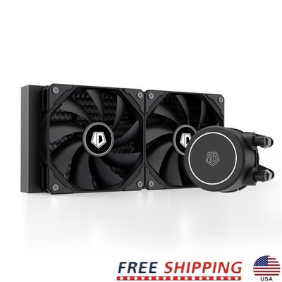 AIO CPU Liquid Cooler Dual Durable PWM Fans White LED Compatible Intel AMD New