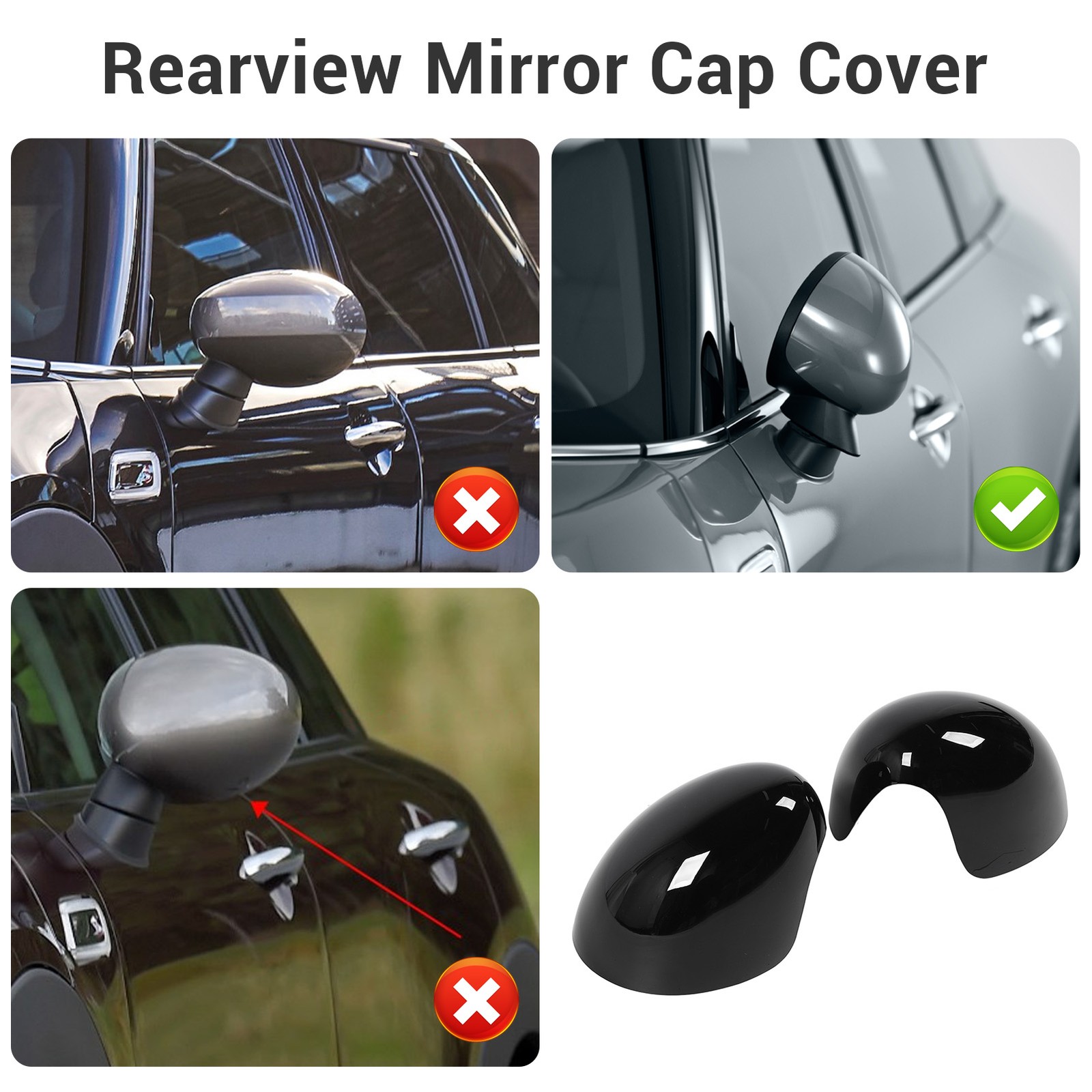1 Pair Side Mirror Cover 51617401229 Protection Scratch Resistant Rearview Wing