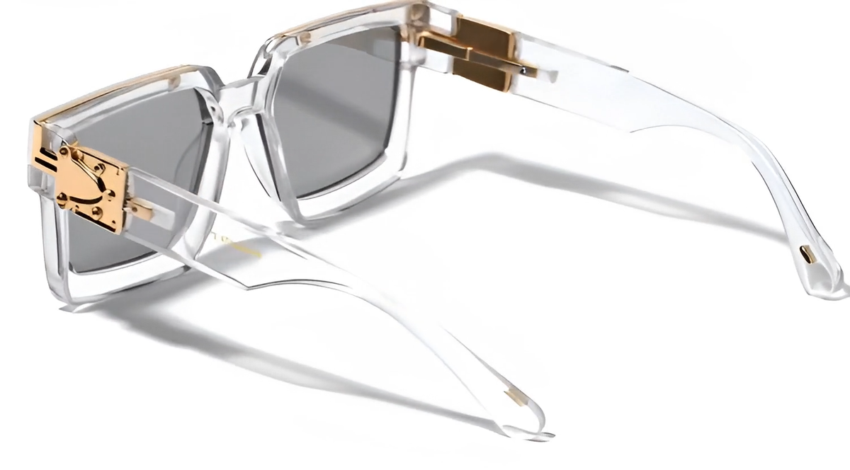 Luxury White Oversized Square Sunglasses with Gold Accent Women main image 2