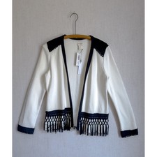 NWT Chico's cream black fringe cardigan sweater jacket size S