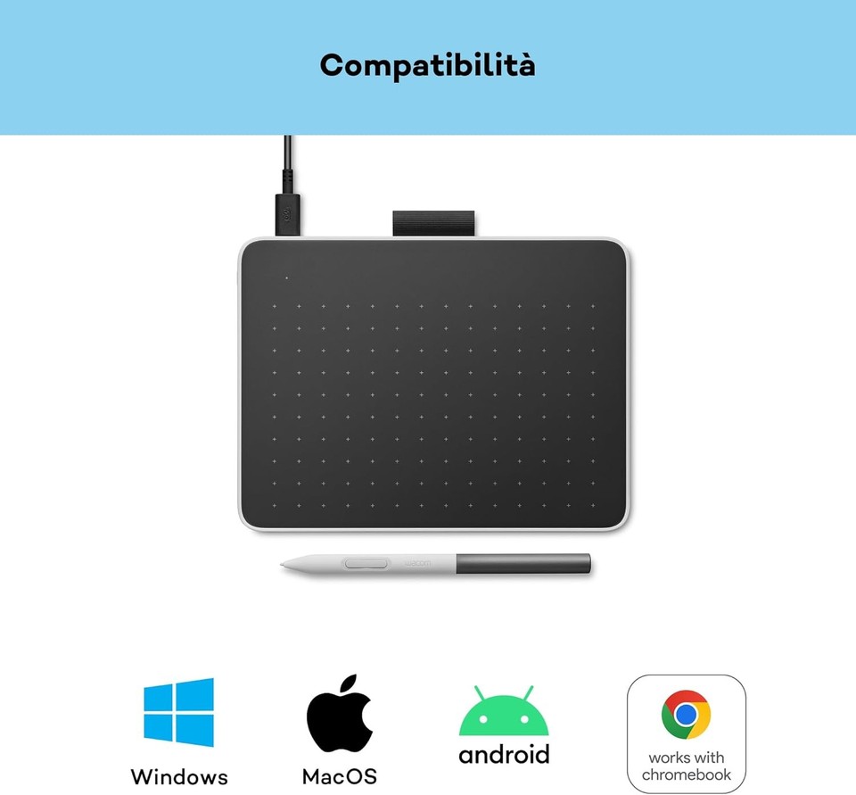 One Sign Free Wacom One S pen tablet incl. battery-free EMR-pen, bluetooth connection ...