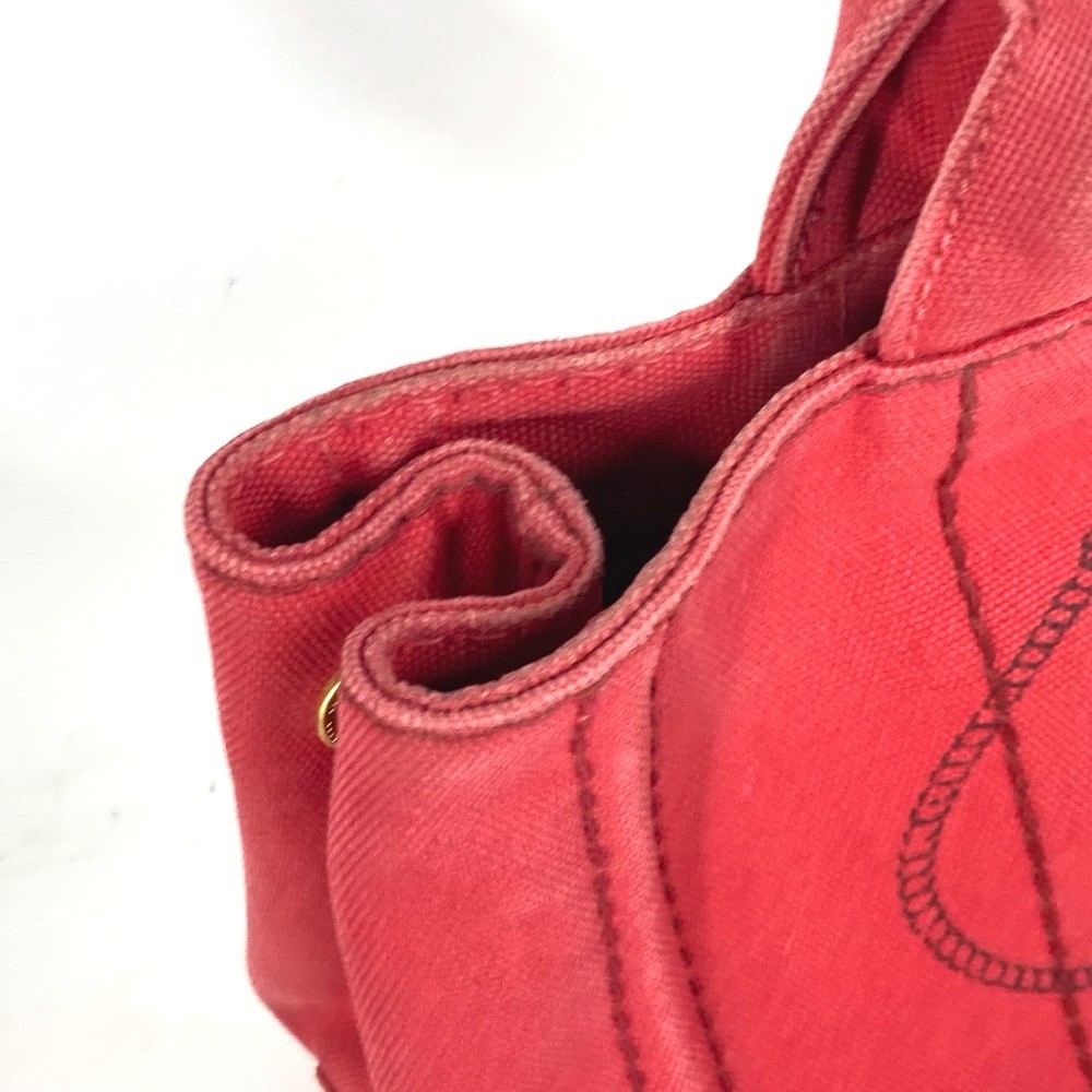 PRADA Logo Canapa SS MINI Mini Bag Tote Bag Handbag Red Ladies Used from japan thumbnail 8