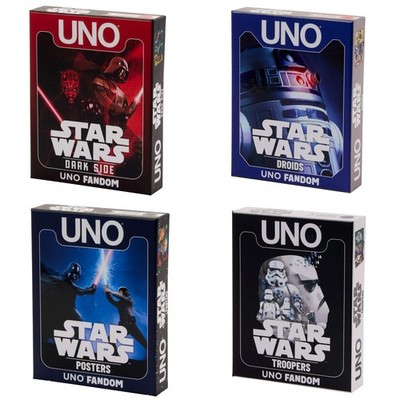 4-PACK UNO Fandom STAR WARS Themed Card Game Dark Side Droids Posters Troopers