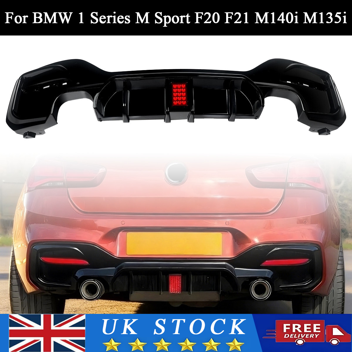 Gloss Black Rear Diffuser Bumper For BMW 1 Series M Sport F20 F21 M140i M135i UK